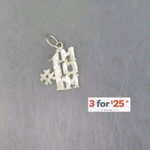 mom number one sterling silver charm